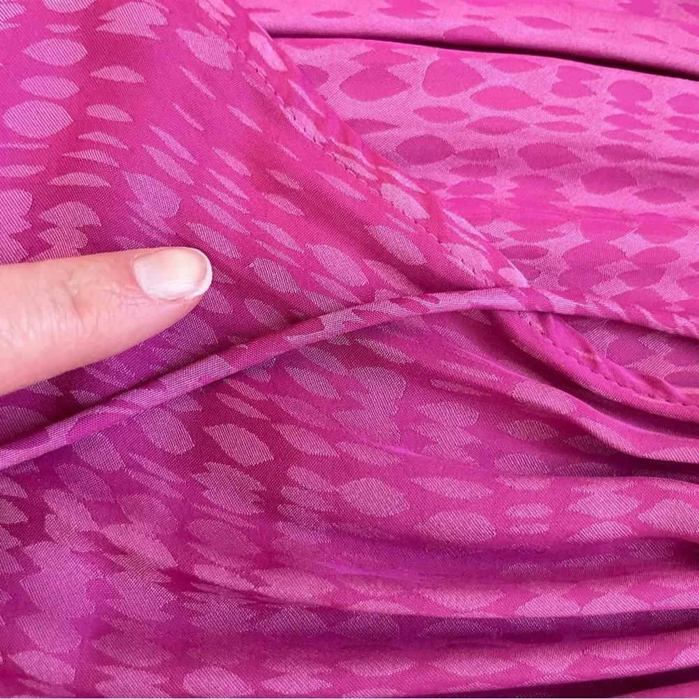 Magenta Pink Musette Mini Dress Barbie Size Medium Tiered Ruffle Hem Rush Satin - Picture 12 of 14
